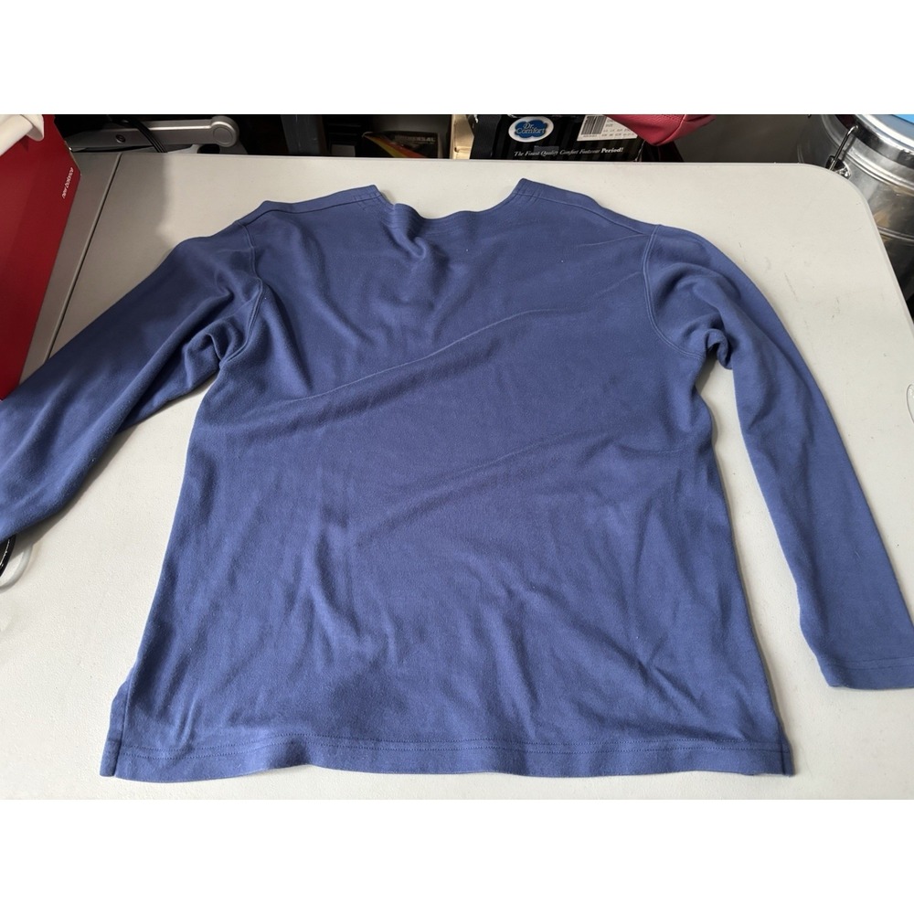 Peruvian Connection Blue Long Sleeve Pima Cotton Shirt Comfy Basic Top Large - Picture 4 of 7